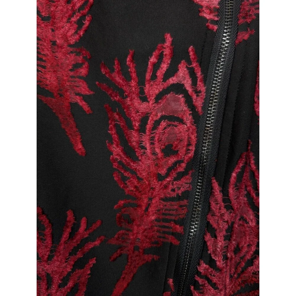Calessa Embroidered Asymmetric Zip Stretch Jacket Top Size XL
